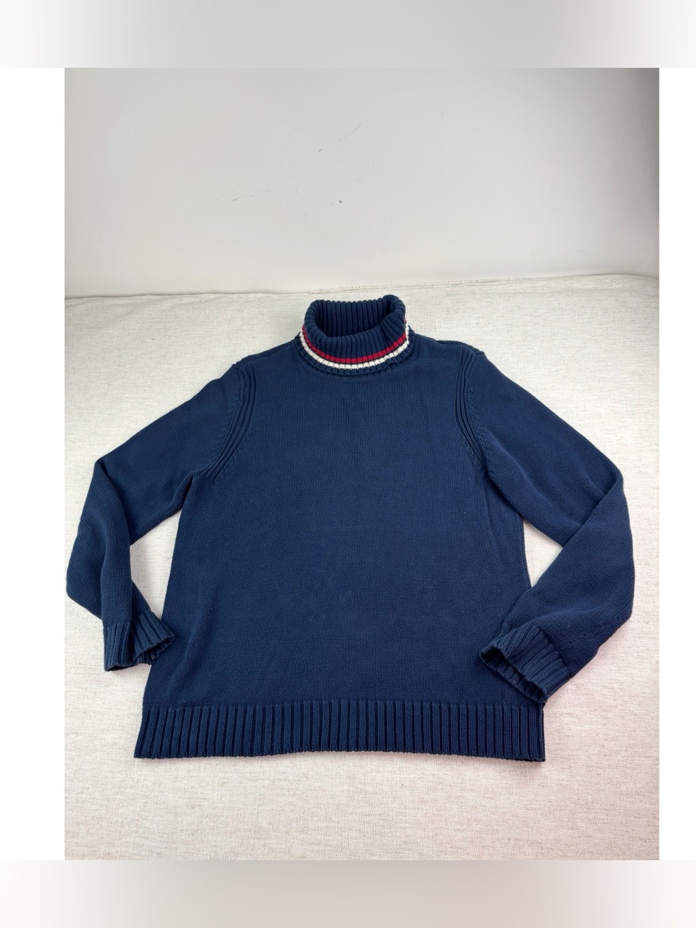 Tommy Hilfiger women's XL Navy blue Turtleneck Sweater with Stripe Collar